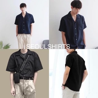 [ส่งทันที กทม.1 วัน] S1: เสื้อเชิ้ตเกาหลี แขนสั้น สีพื้น มีไซซ์ M L XL XXL ชาย/หญิง