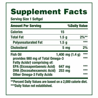 Nature’s Bounty Fish Oil, 1400mg, 980mg of Omega-3,มี130ซอฟเจล (ขวดเขียว)