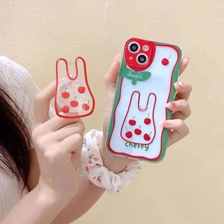 สอบถามก่อนกดสั่ง เคสใส ใส เคสกระต่าย กระต่าย เคสโทรศัพท์ เคสพร้อมส่ง สีแดง เคส+holder griptok ไอริง ส่งจากไทย cherry