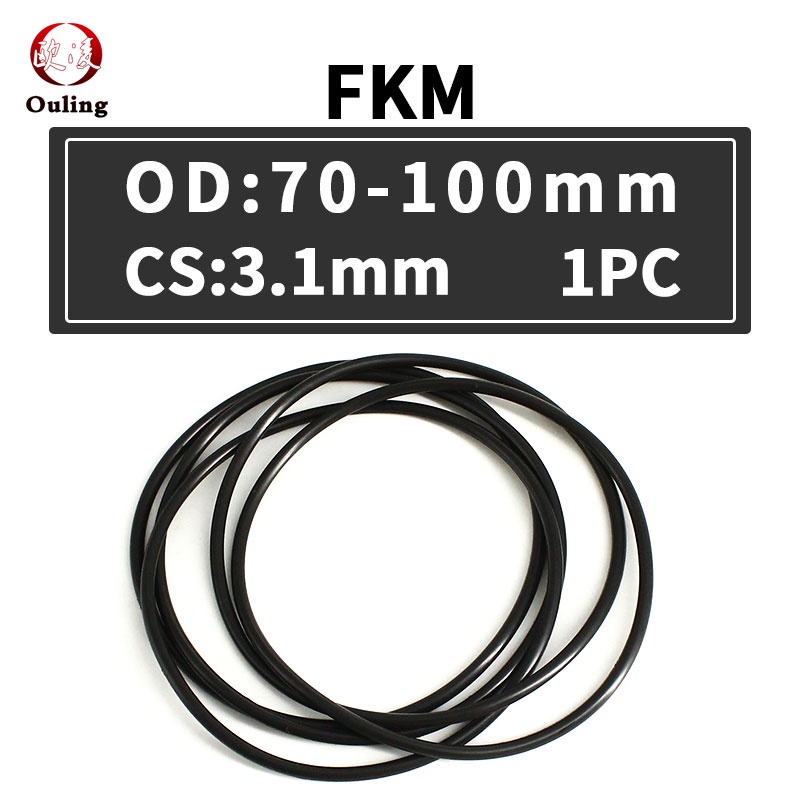 1ชิ้น/ล็อตสีดําfkmยางo-แหวนซีลcs 3.1มม.ความหนาOD70/72/75/80/850/90/95/100*3.1มม.Oringsซีลปะเก็นน้ํามันแหวนซีลเครื่องซักผ้าน้ํามัน,ทนต่อการสึกหรอ,ทนต่อแรงกดและAging