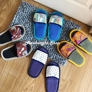 (แบบหัวเปิด) รองเท้าใส่ในบ้าน มีลาย รองเท้า slipper ราคาถูก