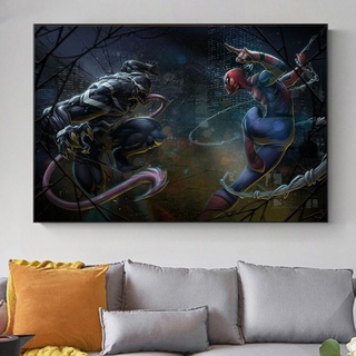 โปสเตอร์ผ้าใบ พิมพ์ลาย Marvel Avengers Spidey vs Venom Movie Superhero สําหรับตกแต่งผนังบ้าน