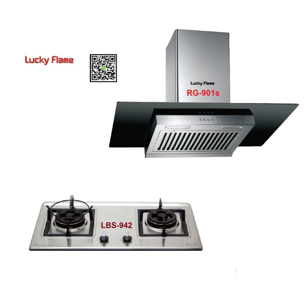 ปริญญาพานิช x ลัคกี้เฟลม ชุดคู่สุดคุ้ม เตาฝัง Lbs942n+ เครื่องดูดควัน RG901s  แถมฟรีหัวตัดแก๊ส+สายคร