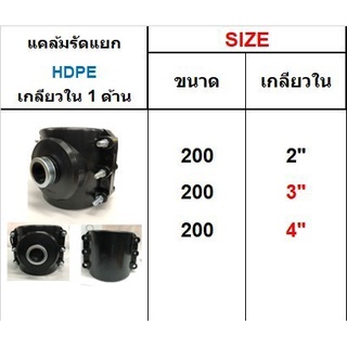 แคล้มรัดแยก HDPE เกลียวใน 1 ด้าน ขนาด 200 มิล