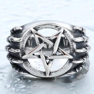 Lokomotif Gothic Berongga Cincin Bintang Berujung Lima, Punk Claw Stainless Steel Gaya Punk