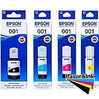 EPSON 001 หมึกเติมแท้งค์แท้ สีดำ 127ml สีฟ้า/ชมพูแดง/เหลือง 70ml (ของแท้)