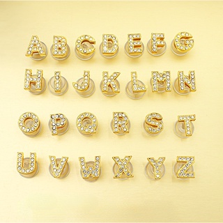 ตัวอักษรสีทอง jibbits สําหรับ crocks pins diamond jibitz Letters A-Z Metal charms Shoe Buckle Accessories Decoration