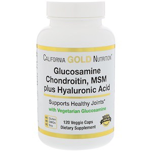 California Gold Nutrition, Glucosamine, Chondroitin, MSM Plus Hyaluronic Acid,120 Veggie Caps
