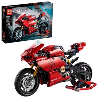 chamaa ตัวต่อ​บล็อก​ รถแข่ง​ มอเตอร์​ไซค์​ Ducati Panigale V4R สีแดง จำนวน 764 ชิ้น