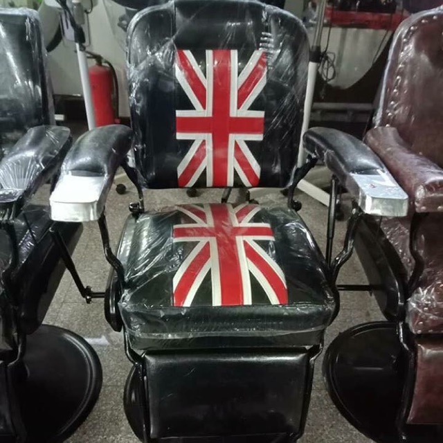 เก้าอี้บาร์เบอร์ เก้าอี้ตัดผมชายลายธงชาติตามแบบ