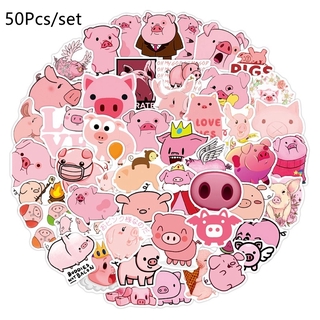 สติ๊กเกอร์รูปหมูสีชมพู 50 ชิ้น