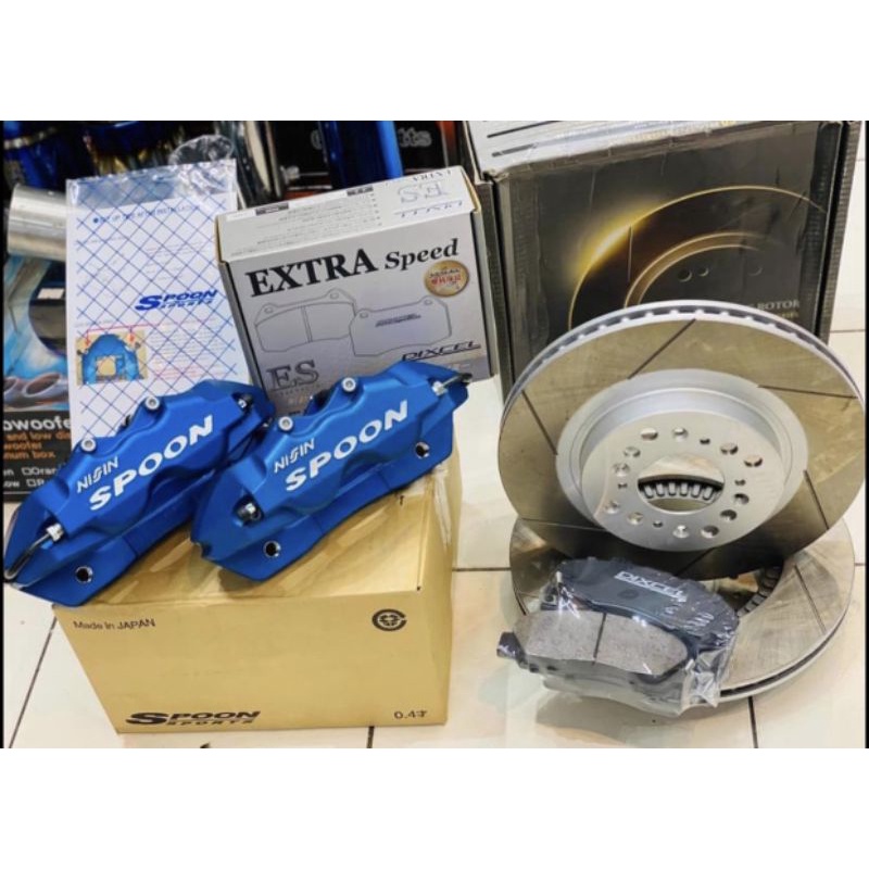 ปั้มเบรค Spoon Sport Japan แท้ ของใหม่ มือหนึ่ง Break Spoon สปูนแท้ เบรคตรงรุ่น 4 pot Honda Brio Jaz