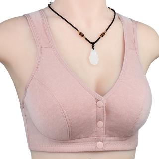 เสื้อชั้นใน เนื้อผ้าฝ้าย แต่งกระดุมหน้า สําหรับผู้หญิง ขนาด 36 - 46