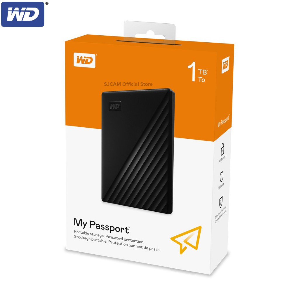WD External Harddisk 1TB ฮาร์ดดิสก์แบบพกพา My Passport, USB 3.0 External HDD 2.5" (WDBYVG0010BBK-WESN) สีดำ ประกัน 3ปี