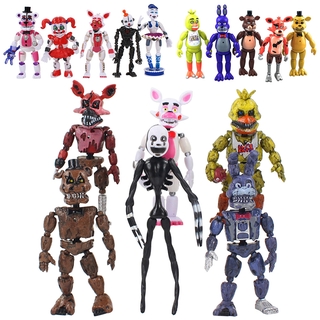 ของเล่นโมเดลฟิกเกอร์ Five Nights at Freddys Nightmare FNAF Bear สําหรับเด็ก 6 ชิ้น