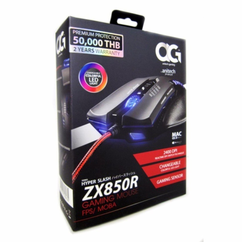 ANITECH ZX850R USB GAMING MOUSE GREY (เมาส์เกมส์ สีเทา มีสาย)