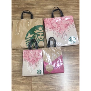 Starbucks ถุงกระดาษเคลือบ พร้อมส่ง