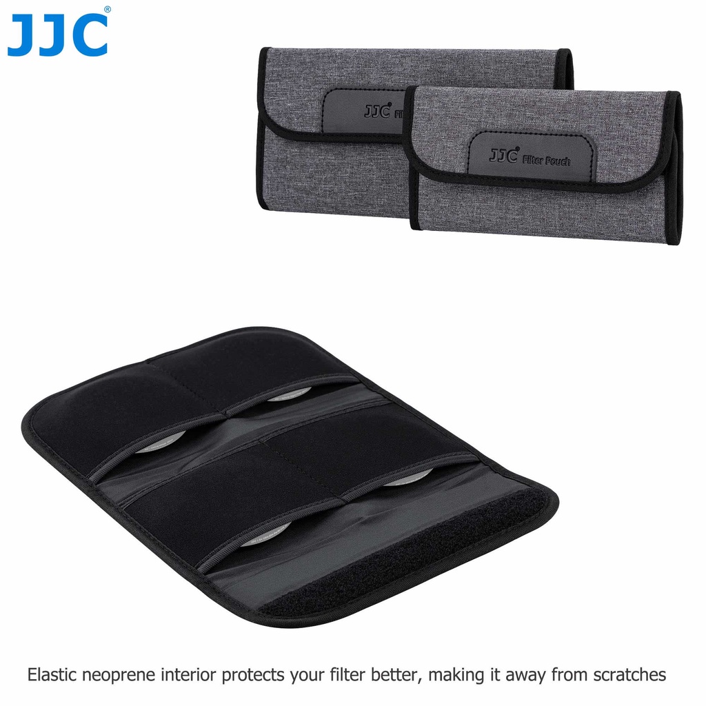 Pochette Protection Filtres 58mm - 4 Poches Néoprène Avec Chiffon Microfibre - JJC