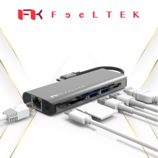 อุปกรณ์แปลงสัญญาณต่อพ่วง USB FEELTEK PORTABLE 6 IN 1 USB-C HUB 💥ประกัน Ascenti 2 ปี ครับ💥