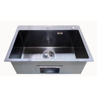 Kitchen sink ,stainless steel ซิงค์ล้างจาน 1 หลุม(แบบฝัง) สแตนเลส201 +สะดือ+ชุดท่อน้ำทิ้ง+ ตะแกรงชั้นวาง SKB-345