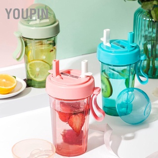 Youpin 420ml Portable Two Straws Outdoor Travel Water Bottle Leak-proof Dual-use Sport Drink