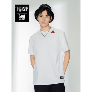 สินค้าใหม่ Lee2022 ฤดูใบไม้ผลิและฤดูร้อนสินค้าใหม่เสื้อยืดแขนสั้นผู้ชายหลากสีสบาย ๆ LMT000045 สีขาว M