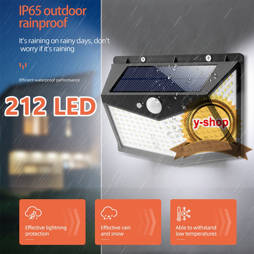 ไฟขาว Solar motion sensor light 228 LED 3 โหมด ขนาดใหญ่  ไฟออก4ทาง ไฟติดผนังโซล่าเซลล์พลังงานแสงอาทิตย์ เซ็นเซอร์ *