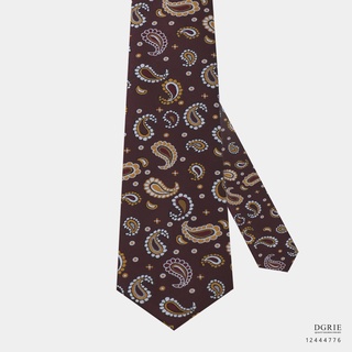 crimson Paisley yellow Necktie-เนคไทสีแดงลายลูกน้ำ