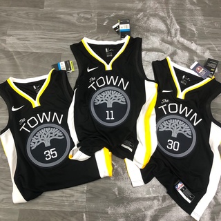 เสื้อกีฬาแขนสั้น ลายทีม Warriors Of The Golden State City Edition 2019 NBA Jersey DURANT CURRY THOMPSON RCRR KGblkh93FAdihh30 สีดํา