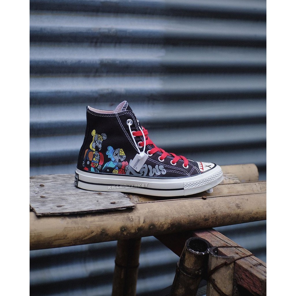 converse x kaws black