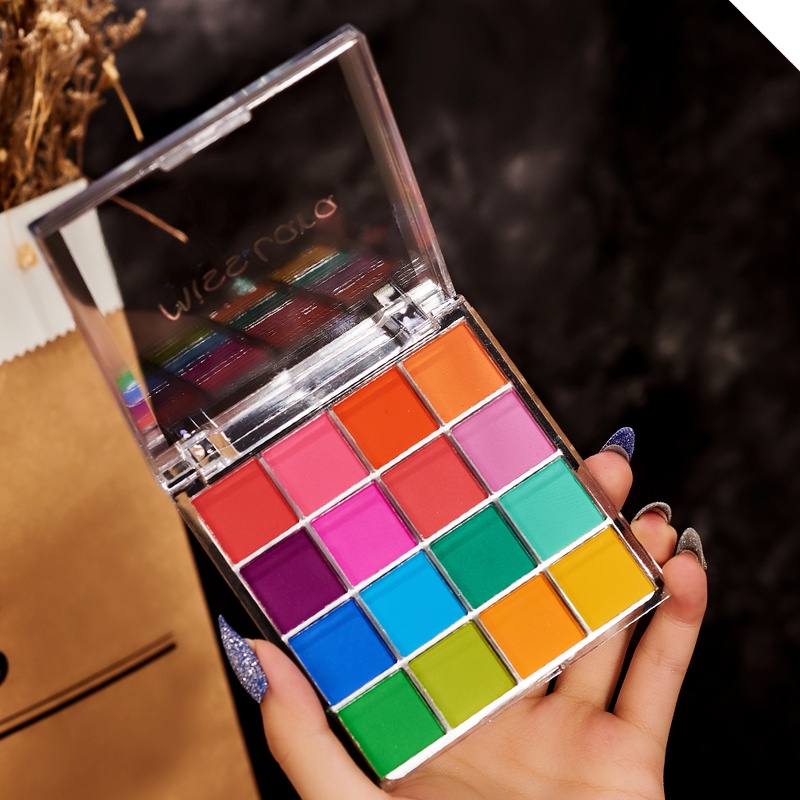อายแชโดว์พาเลท อะคริลิค เนื้อแมตต์ 16 สี สีรุ้ง สําหรับแต่งหน้า
