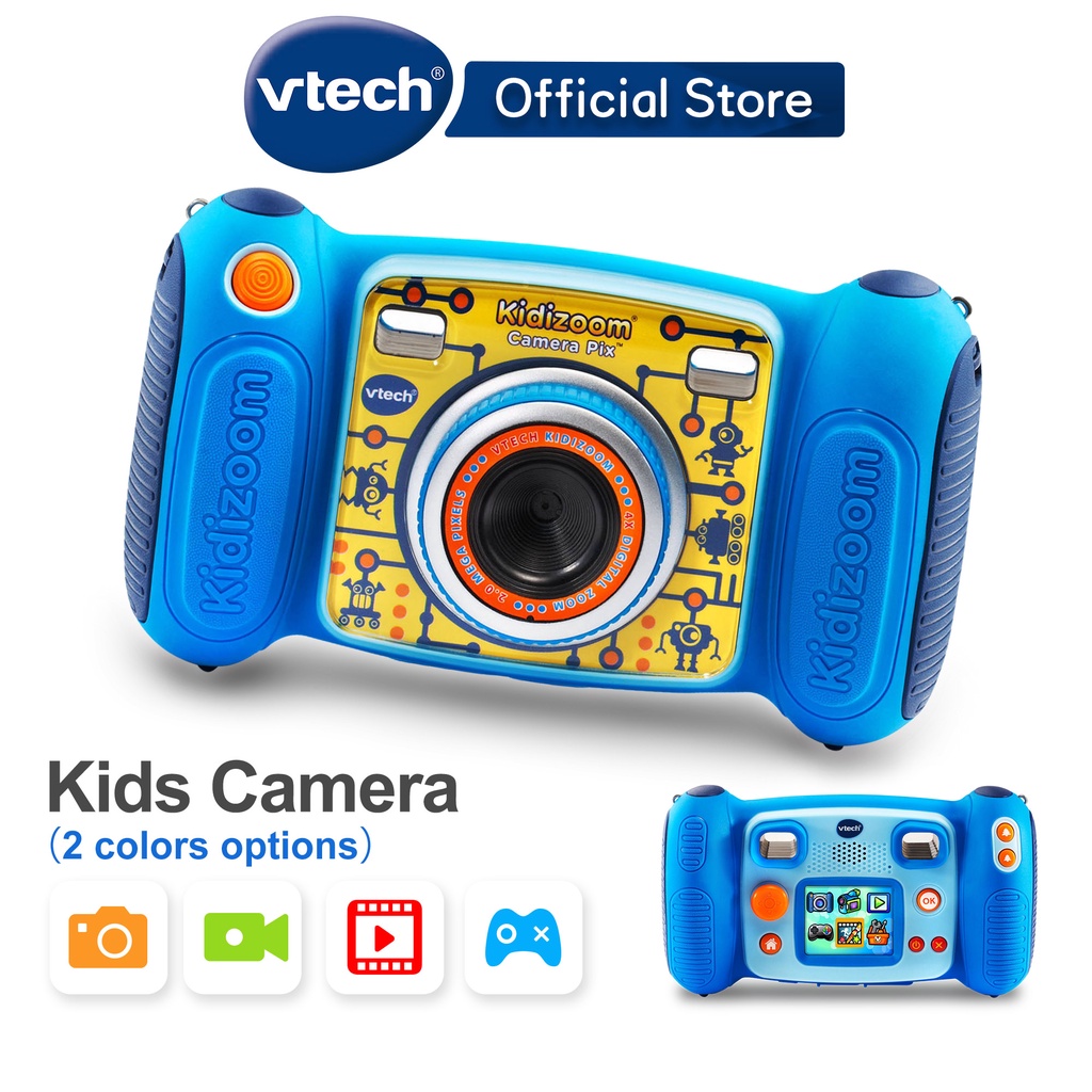 VTech วีเทค กล้องถ่ายรูปสำหรับเด็ก กล้องถ่ายวีดีโอ เอฟเฟค อนิเมชั่น เกมส์ (สีฟ้า) 3- 8 ปี Kids Kidizoom Camera Pix