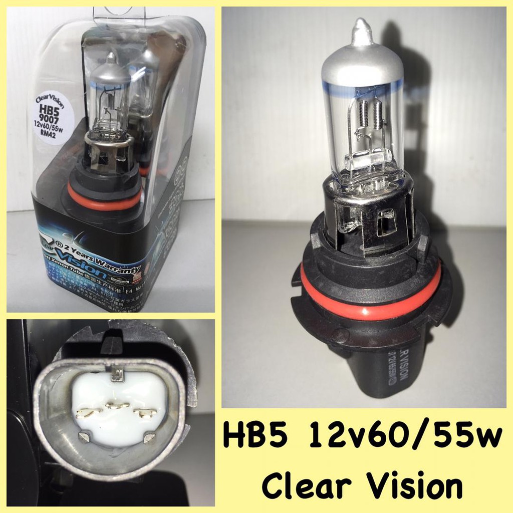 HB5 12V60/55W HEAD LAMP BULB CLEAR VISION 2 ชิ้น
