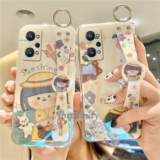 เคสโทรศัพท์ Phone Case Realme GT Neo2 5G Narzo 50i 50A C25Y C21Y Cartoon Sun girl Rhinestone Back Casing TPU Softcase with Wristband เคส