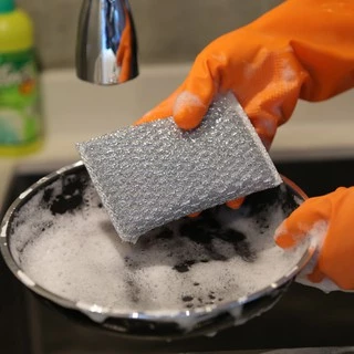 Poly-Brite โพลี-ไบรท์ ฟองน้ำหุ้มตาข่ายซิลเวอร์ ไม่ก่อให้เกิดริ้วรอย