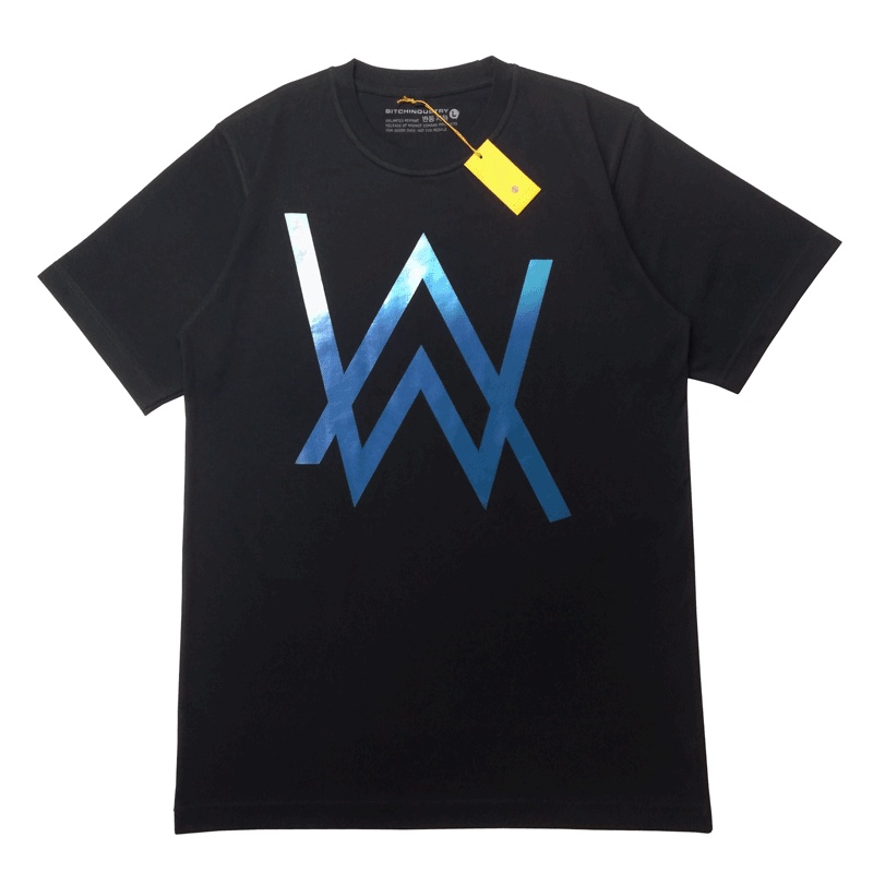 เสื้อยืดโลโก้ Alan Walker | โลหะสีน้ําเงินมัน