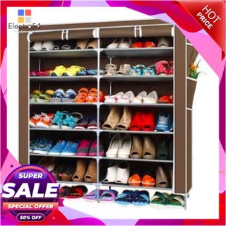 ชั้นวางรองเท้า Shoe rack 2 บล็อค 6 ชั้น - Brown