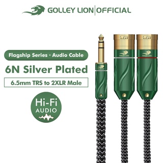 Golley LION Hifi Flagship Series - สายเคเบิลแยกเสียงสเตอริโอ 6.5 มม. TRS เป็น XLR ตัวผู้ 6N ชุบเงิน สําหรับเครื่องขยายเสียงมิกเซอร์