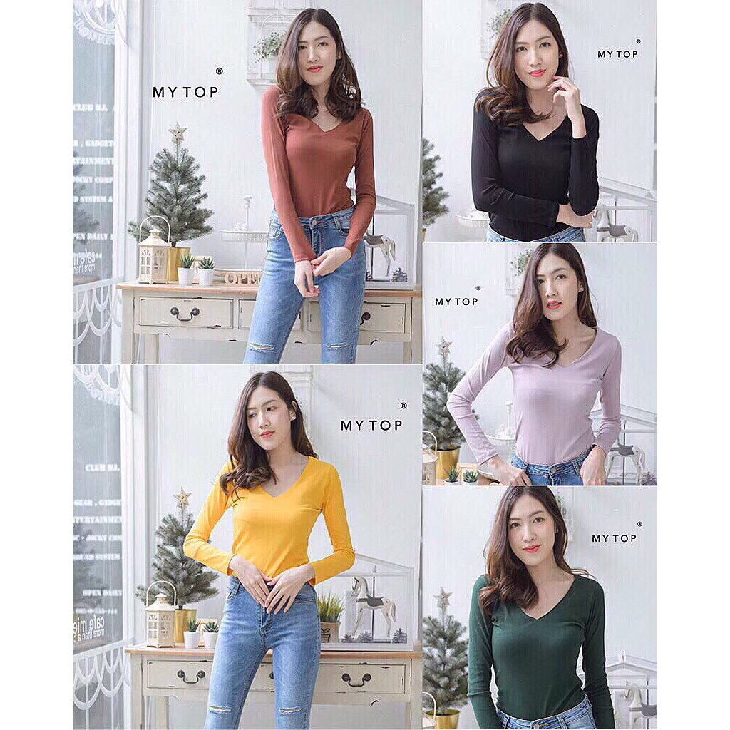 •ขายถูกสุด• My​ top​ เสื้อยืดคอวี แขนยาว ทรงสวย G178 CARDIGAN_NISTA (MT23A)