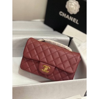 กระเป๋าสะพาย flap bag classic 8  Size 20CM สีแดง อะไหล่ทอง