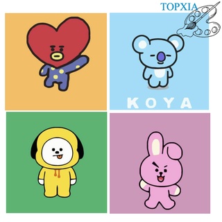 20X20CM BTS Cartoon ภาพระบายสีตามตัวเลขสําหรับตกแต่งบ้าน With Wood Frame TOPXIA