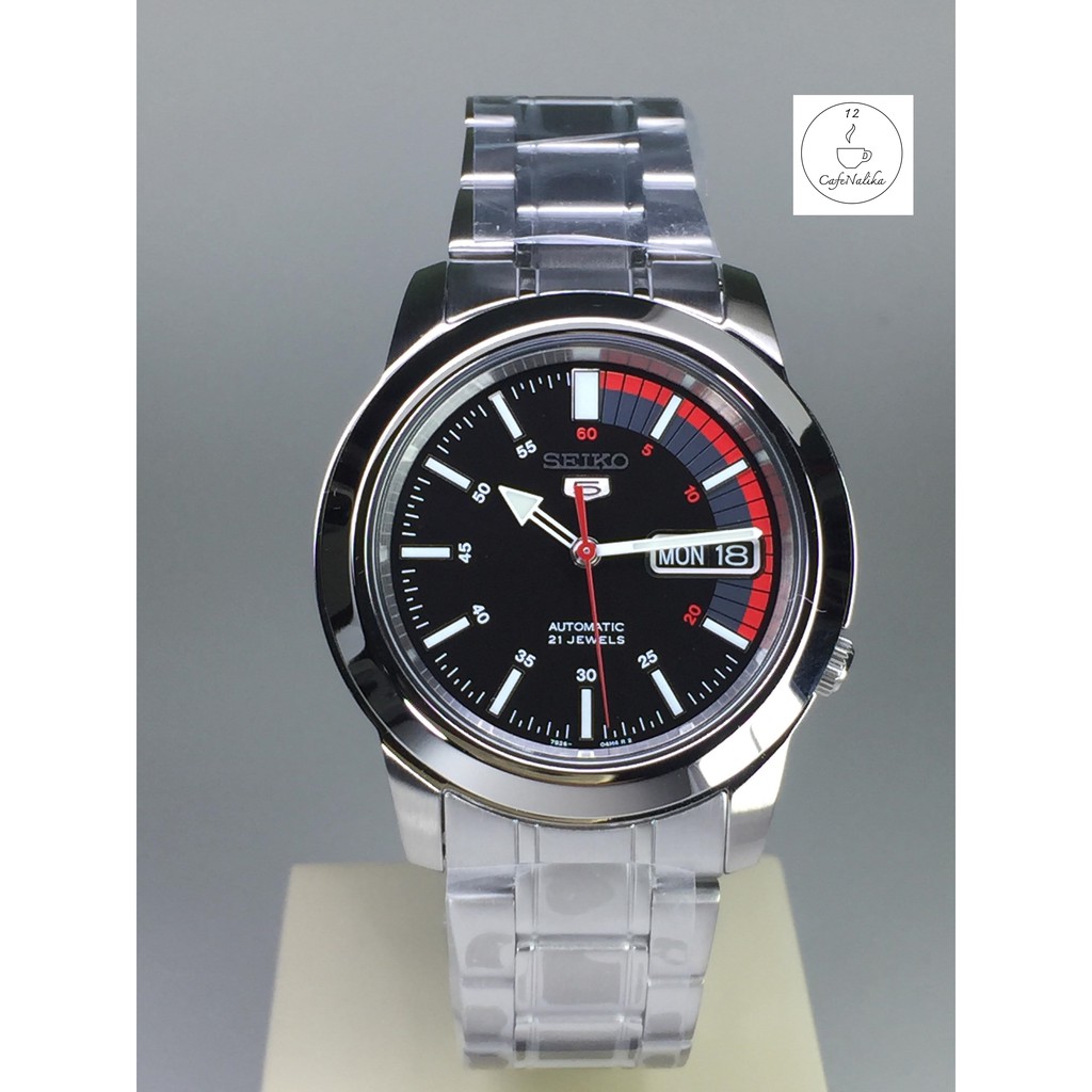 นาฬิกา ไซโก้ ผู้ชาย Seiko 5 รุ่น SNKK31K1 Automatic 21 Automatic Men's Watch Stainless หน้าปัทม์สีดำ สายสีเงิน