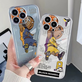 เคสโทรศัพท์มือถือ TPU แบบใส ขอบสี่เหลี่ยม กันกระแทก ลาย Kobe James สําหรับ iPhone 13 Pro Max 14 12 iPhone 11 XR 8 7 SE 2022