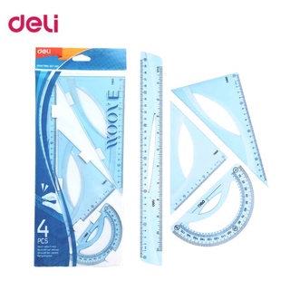 Deli ชุดเรขาคณิต Drafting Set 4 ชิ้น No.H13