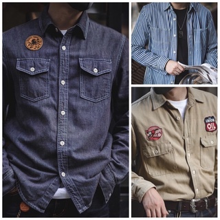 เสื้อเชิ้ตชายวินเทจ Station workshirt เสื้อเชิ้ตCasual Denim(พรีฯ)