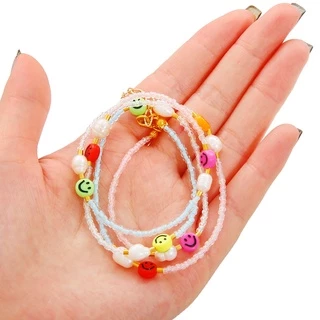 ประมาณ100ชิ้นหน้ายิ้มแบนลูกปัดอะคริลิสีทึบลูกปัดทําเองสร้อยข้อมือสร้อยคอต่างหูลูกปัดวัสดุ