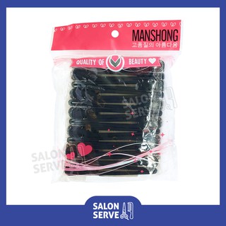 กิ๊บปากเป็ดขาโลหะ MANSHONG (แมนชอง) สีดำ 1 แพ็ค 12 ชิ้น