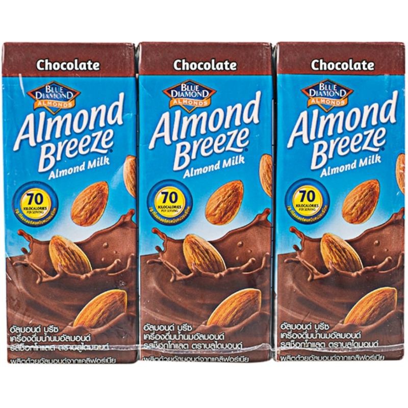 Work From Home PROMOTION ส่งฟรี 2 ชิ้น นมอัลมอนด์ Blue Daimond Almond Breeze Almond Milk 180ml Pack3 ช็อกโกแลต เก็บเงินปลายทาง