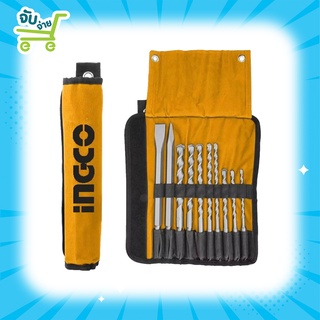 INGCO ชุดดอกสว่านเจาะคอนกรีต + ดอกสกัด แกน SDS Plus (10 ตัวชุด) รุ่น AKD2101 ( 10 Pcs SDS Plus Drill Bit + Chisel Set )