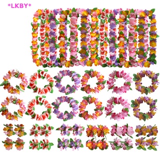 Luckybabys&gt; 4 ชิ้น / เซต ดอกไม้ฮาวาย leis พวงมาลัยสร้อยคอ DIY ตกแต่งชุดแฟนซีปาร์ตี้ใหม่